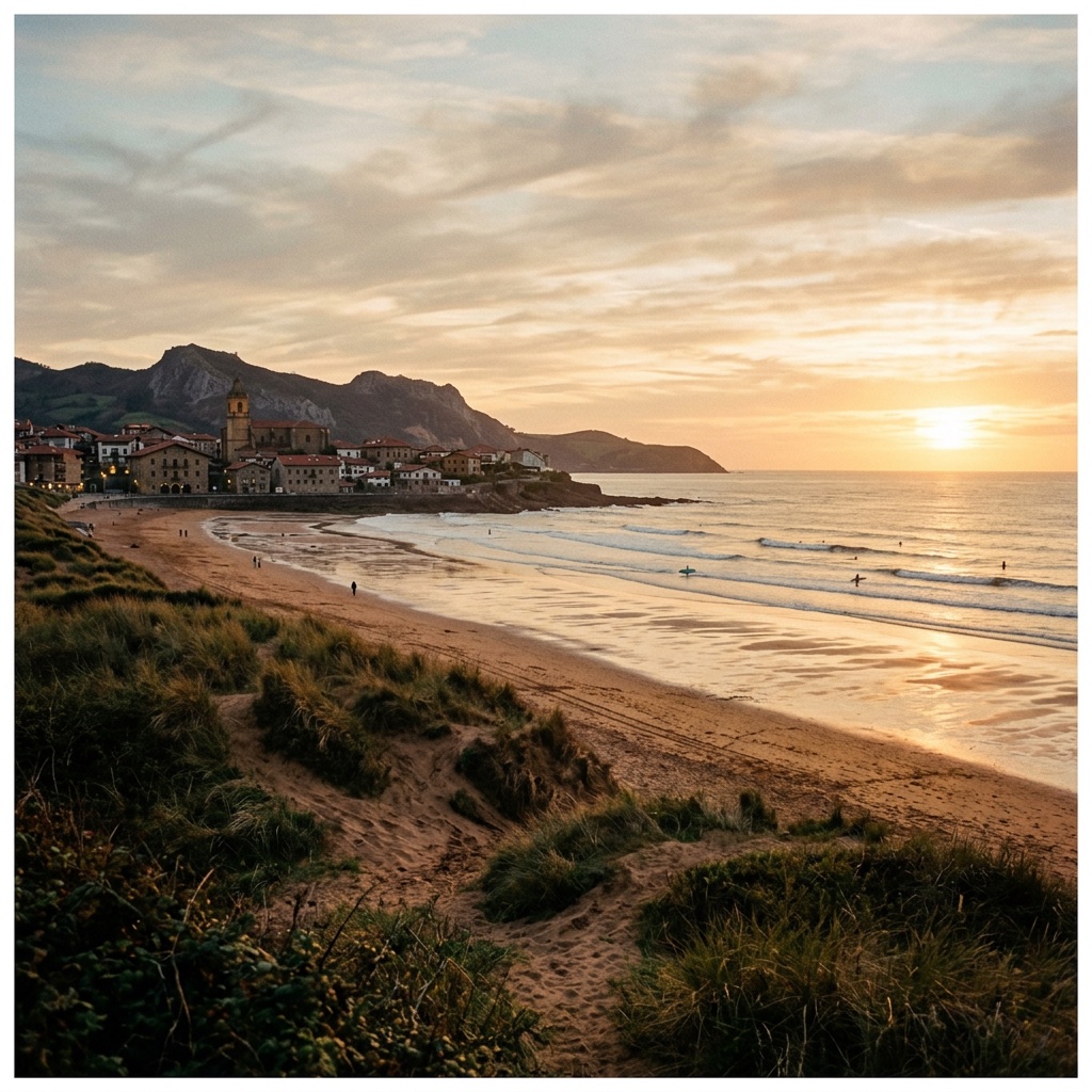 La playa de Bakio al atardecer